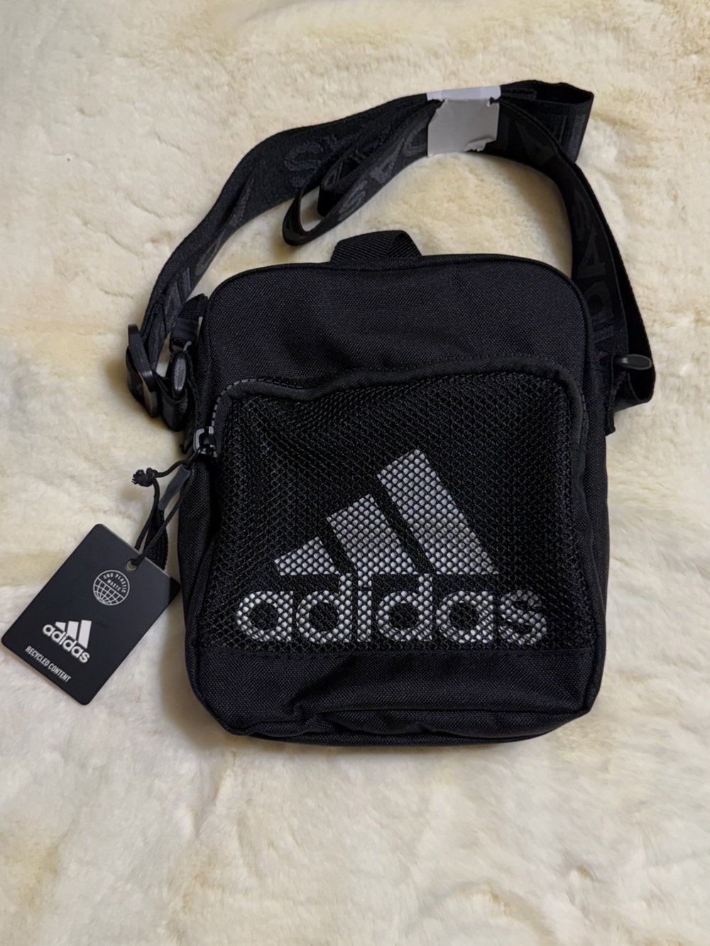 adidas Black Mesh Front Sling Crossbody Bag